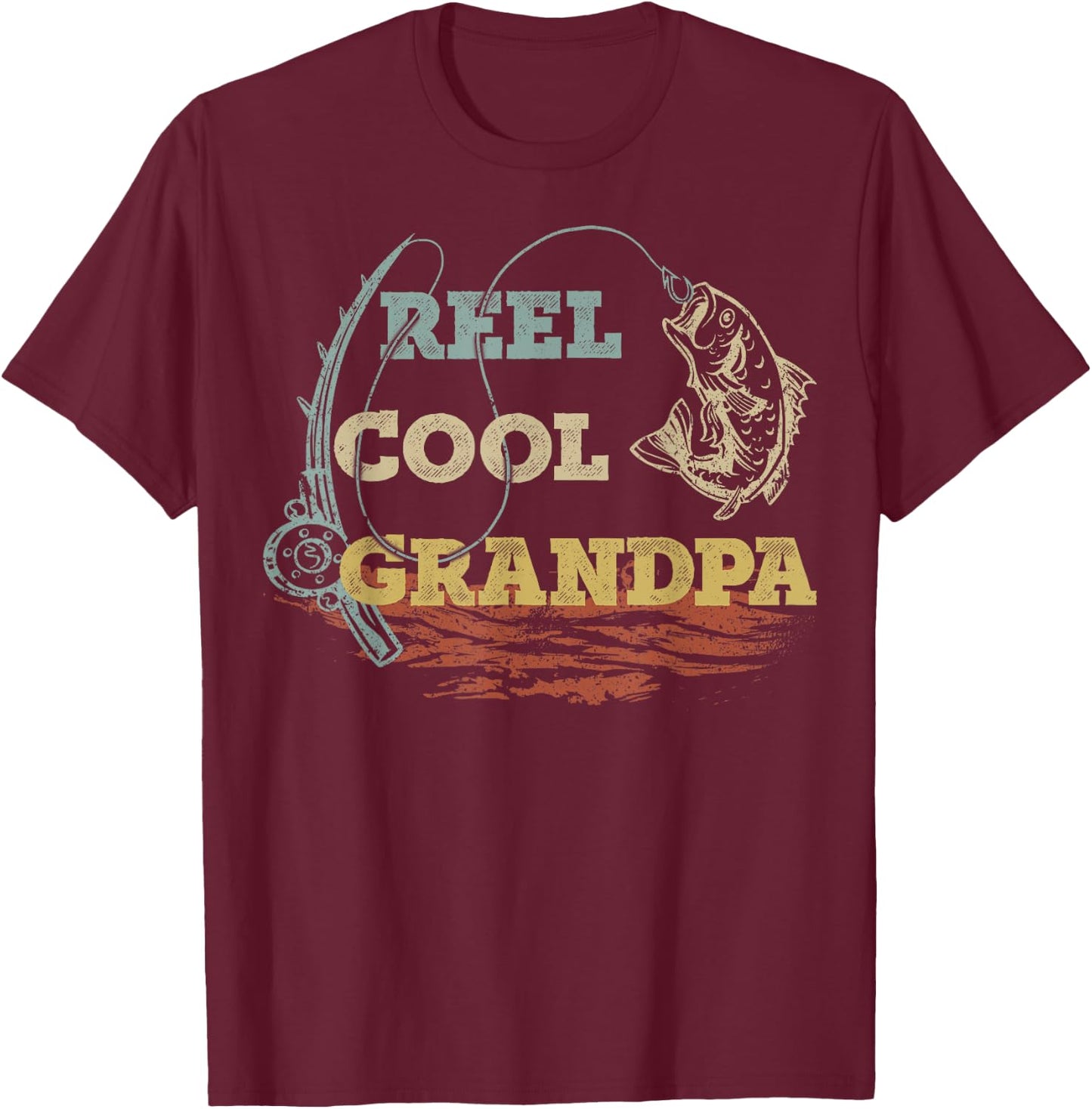 Vintage Reel Cool Grandpa Fisherman Family Fishing Lover T-Shirt - T-Shirt | Maroon