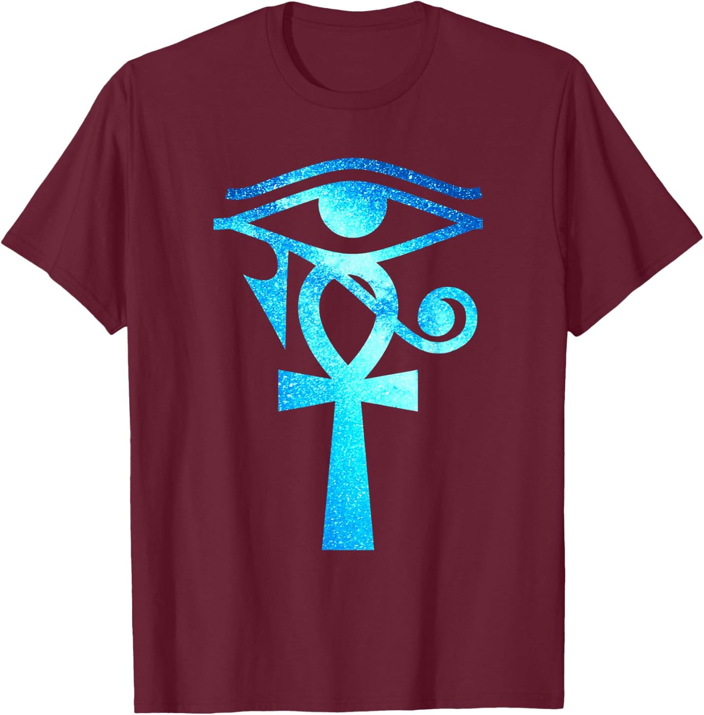 Ankh Eye of Horus Ancient Egyptian Symbol Galaxy Crux Ansata T-Shirt - T-Shirt | Maroon
