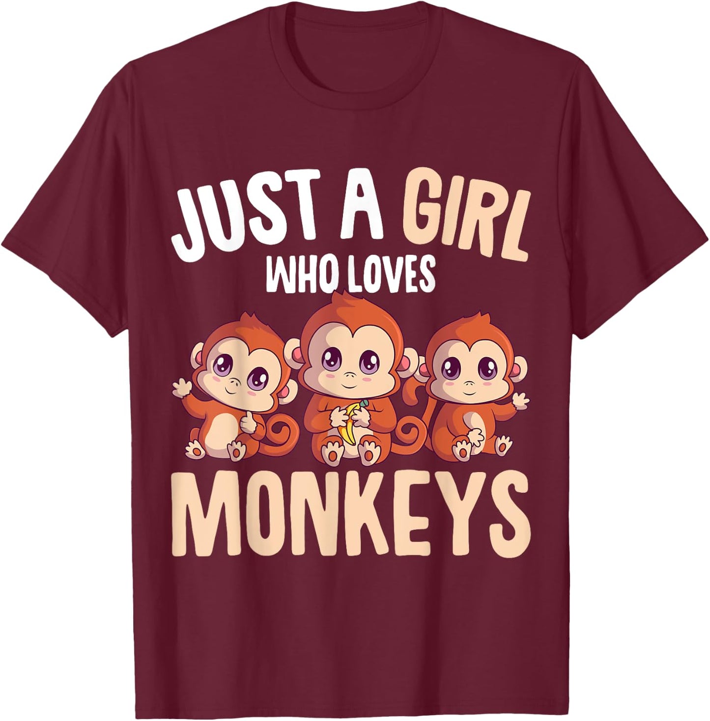 Just A Girl Who Loves Monkeys Kids T-Shirt - T-Shirt | Maroon