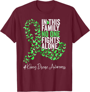 Kidney Disease Awareness Month Green Ribbon Butterflies T-Shirt - T-Shirt | Maroon