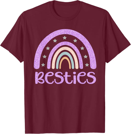 Besties BFF Heart Best Friends Bestie T-Shirt - T-Shirt | Maroon