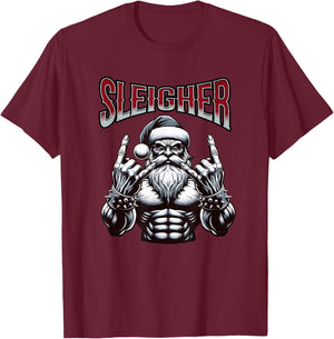 Christmas Sleigher, Metal Santa T-Shirt - T-Shirt | Maroon