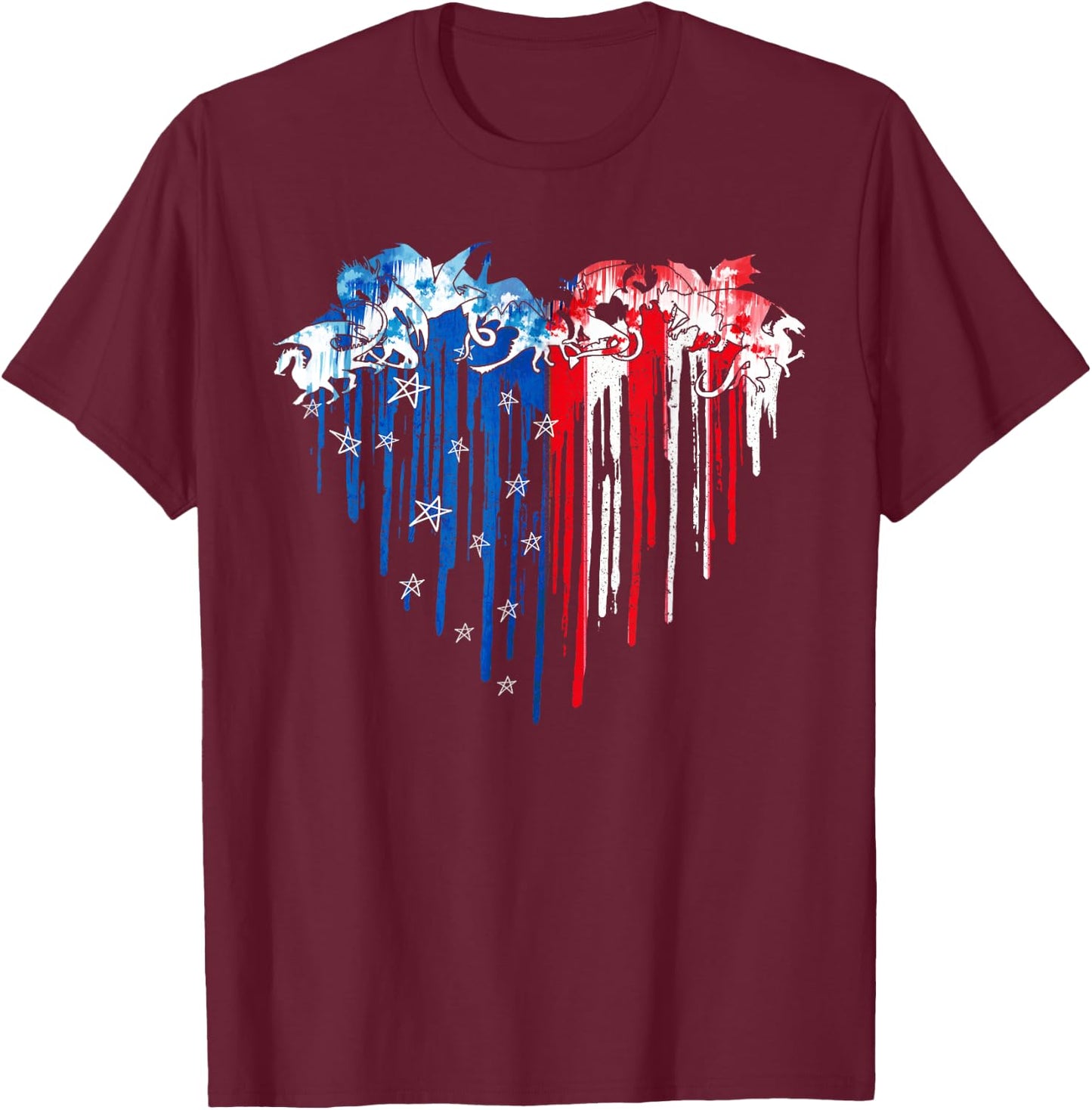 Dragon Heart American Flag July 4th Day USA Flag Patriotic Women Men T-Shirt - T-Shirt | Maroon