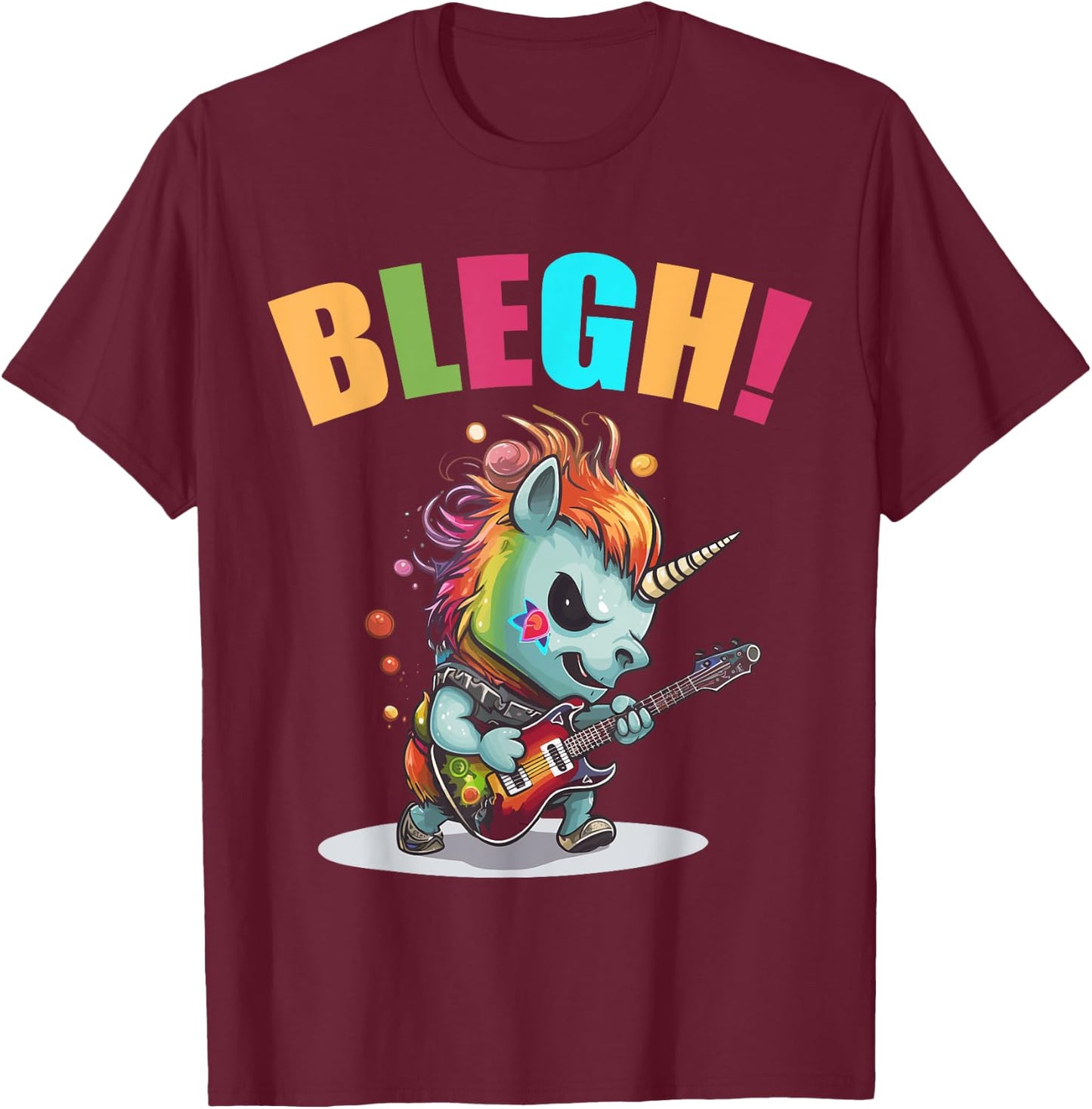 Blegh Heavy Metal Metalcore Unicorn T-Shirt - T-Shirt | Maroon
