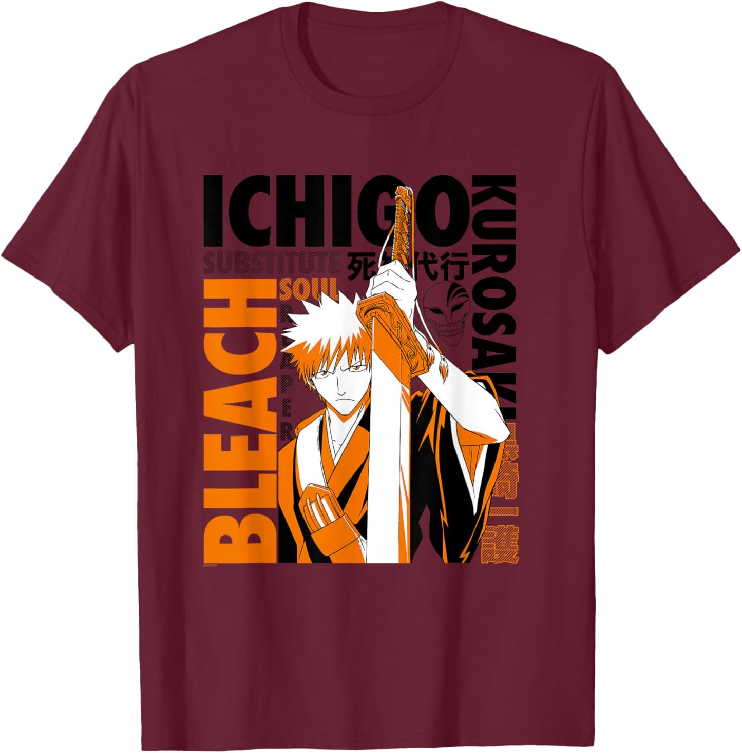 Bleach Ichigo with Text Collage Anime T-Shirt - T-Shirt | Maroon