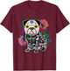Floral Pug Dog Lover Souls Day Of Dead Dia De Los Muertos T-Shirt - T-Shirt | Maroon