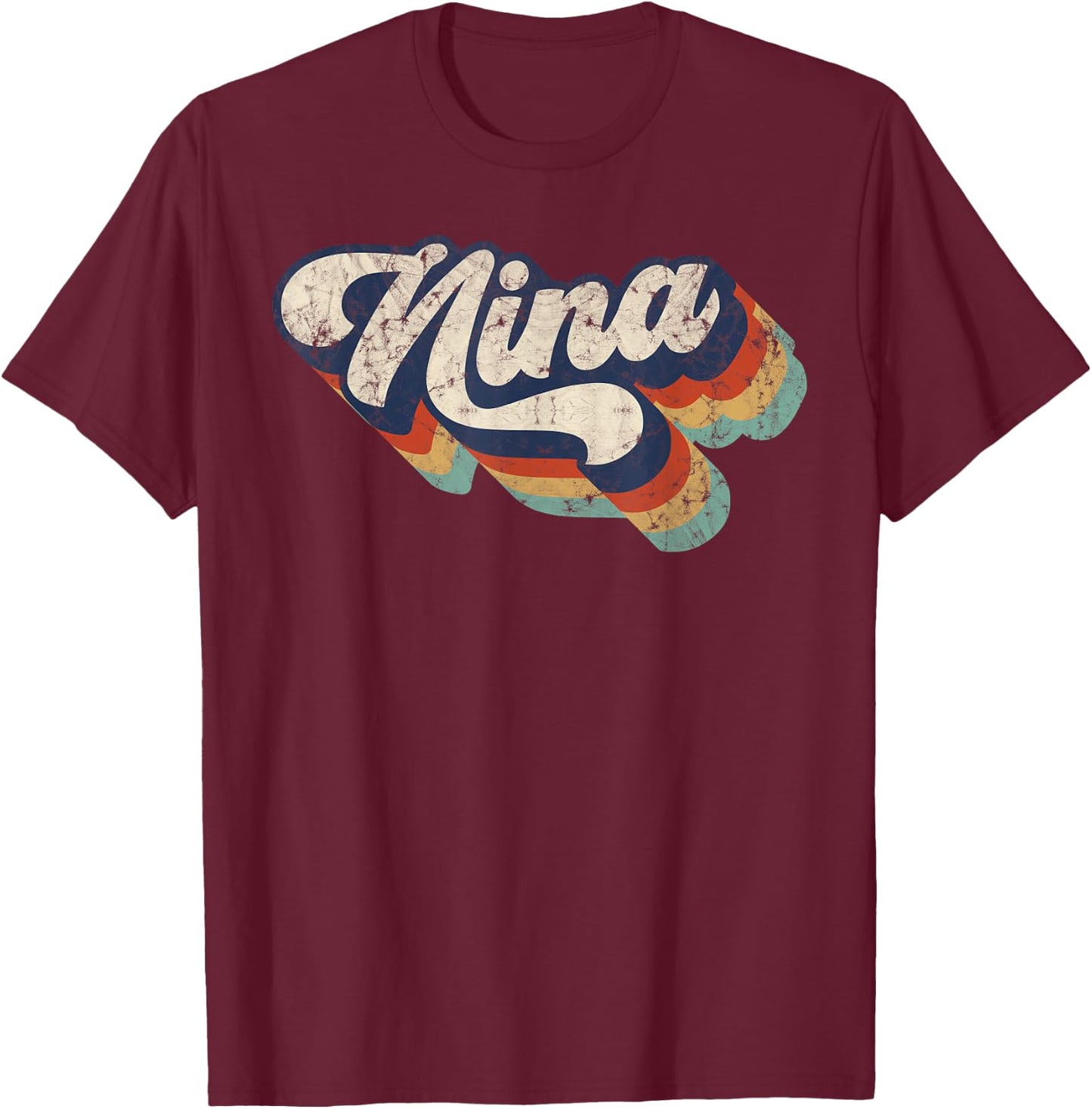 Retro Cute Nina for Grandma Best Nina Ever Mother's Day T-Shirt - T-Shirt | Maroon