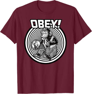 Obey the Evil Monkey Toy T-Shirt - T-Shirt | Maroon