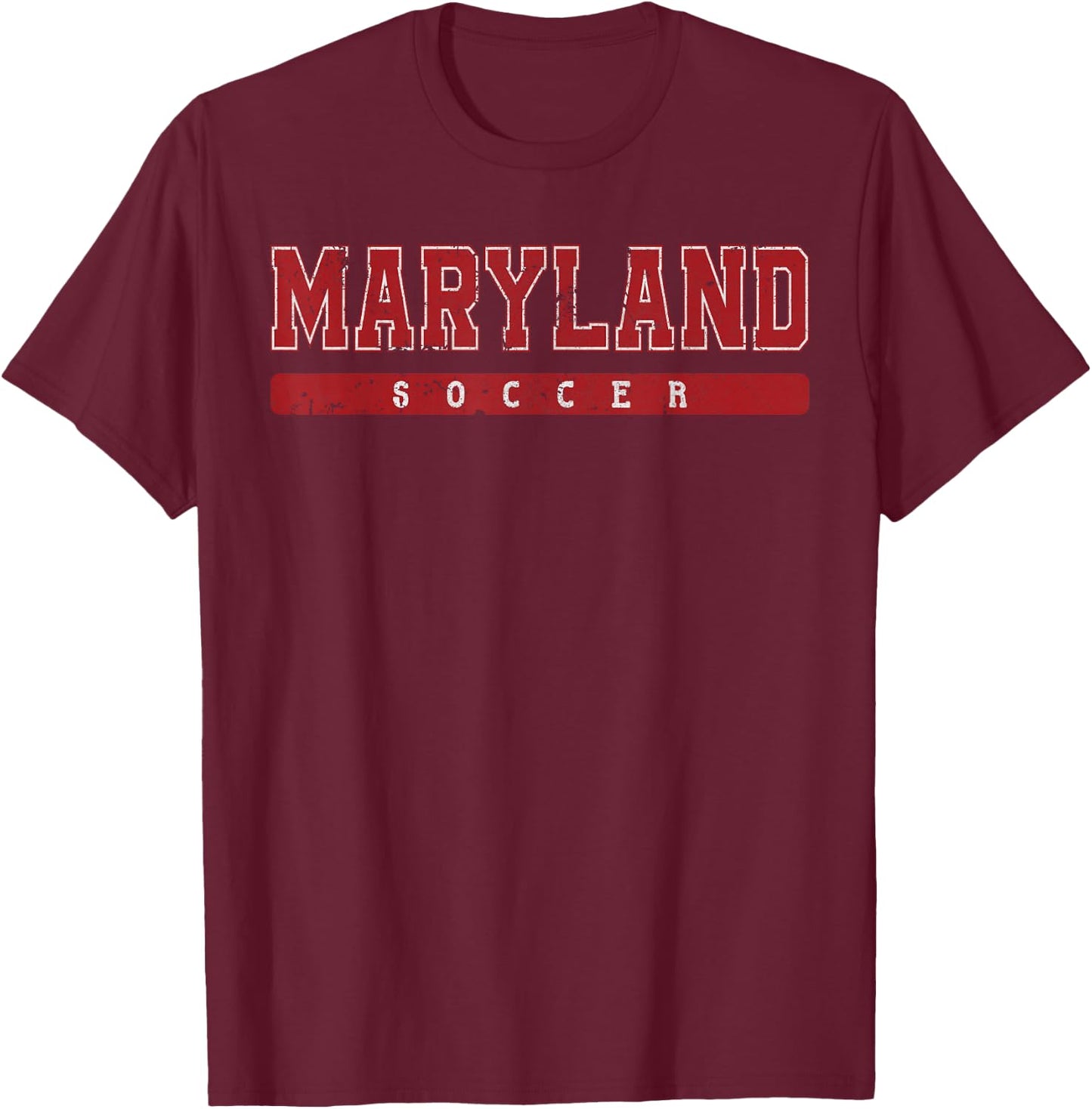 Maryland Soccer Red Vintage Text T-Shirt - T-Shirt | Maroon