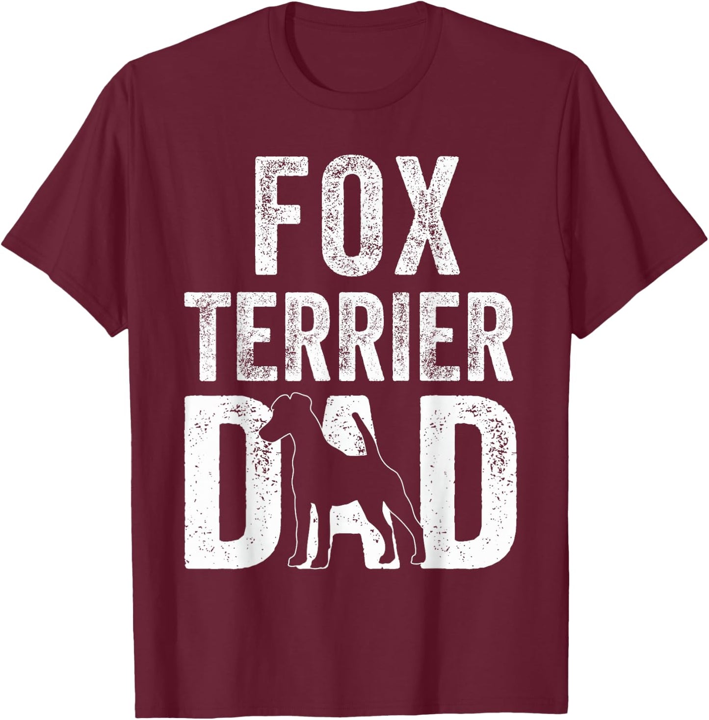 Retro Smooth Fox Terrier Dad Papa Fathers Day Dog Silhouette Women Kids T-Shirt - T-Shirt | Maroon