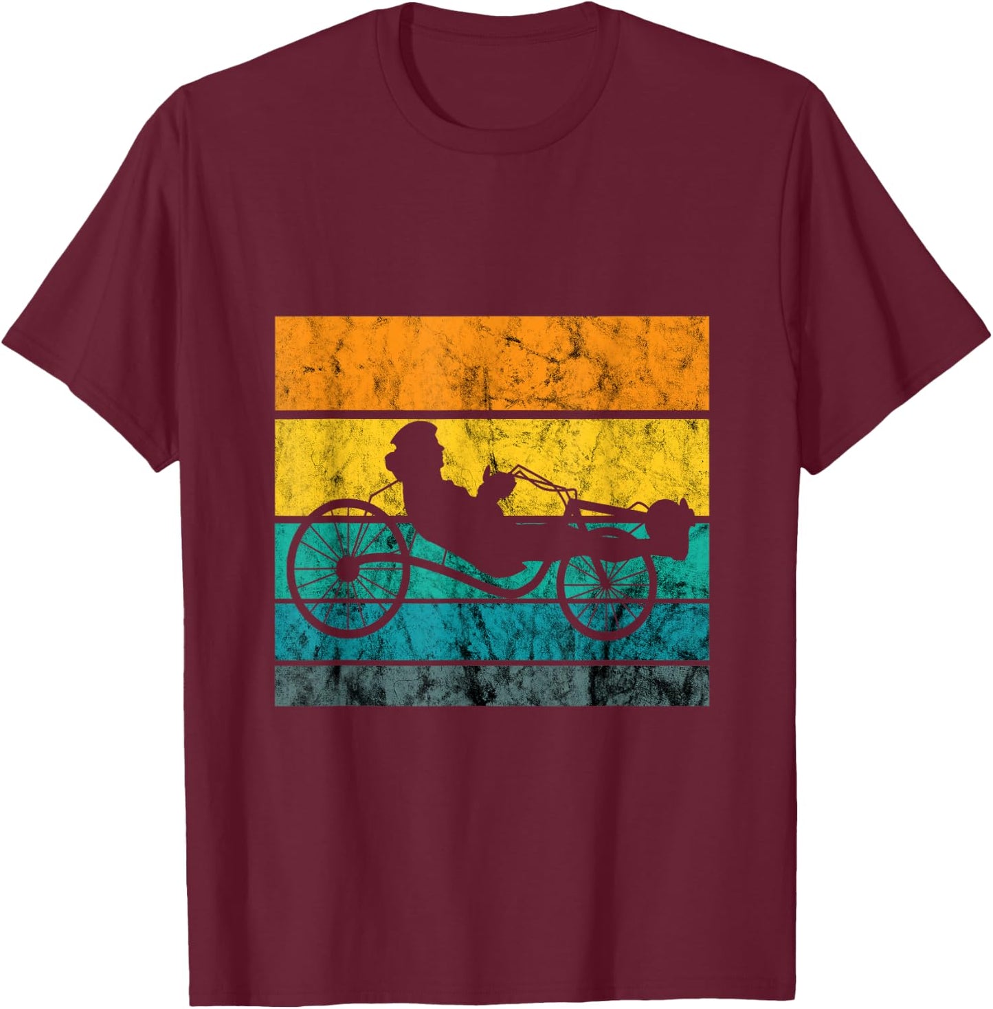 Recumbent Trike Cyclist Vintage Retro Triker Recumbent Bike T-Shirt - T-Shirt | Maroon