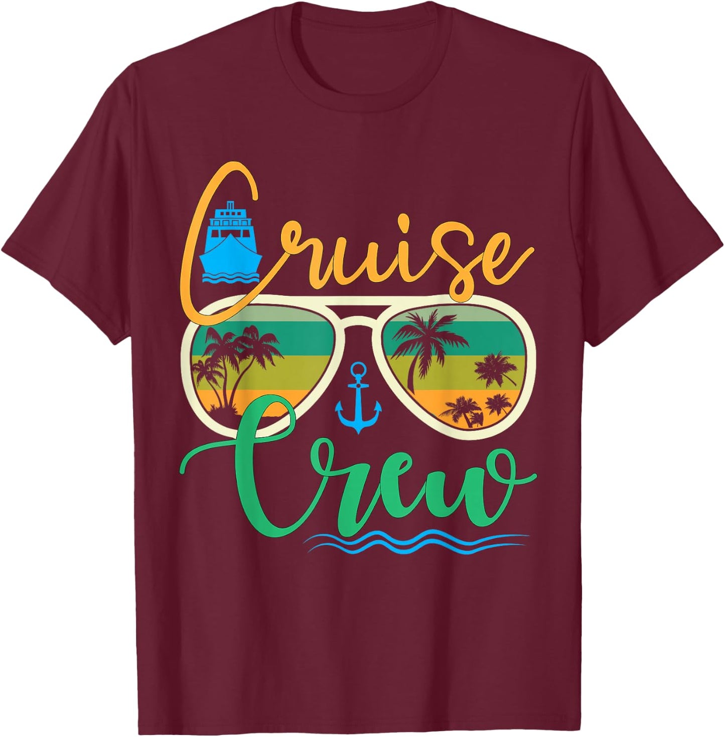 Cruise Crew 2025 Family Vacation Beach Matching Groupe T-Shirt - T-Shirt | Maroon