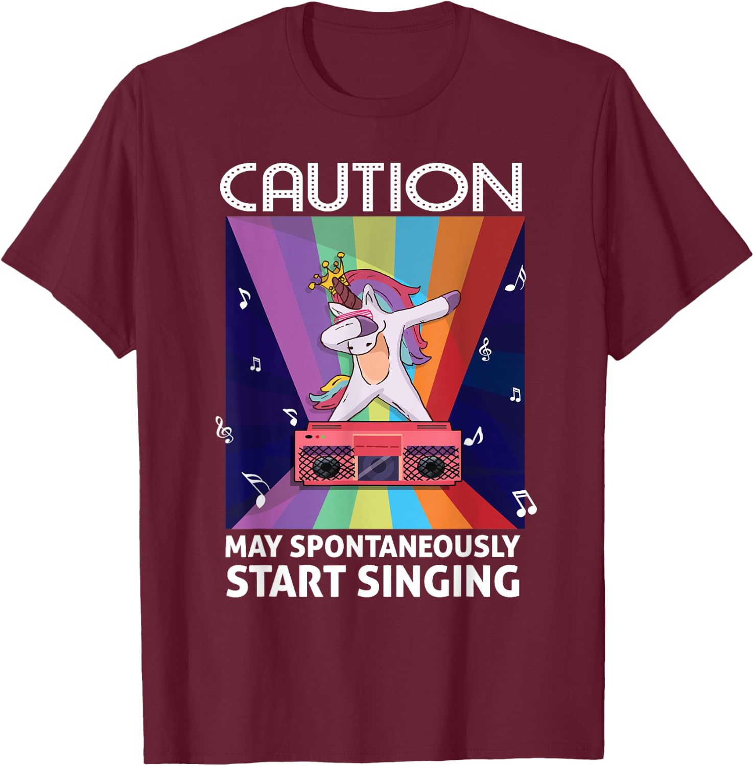 Singer Music Party Caution May Spontaneously start singing T-Shirt - T-Shirt | Maroon