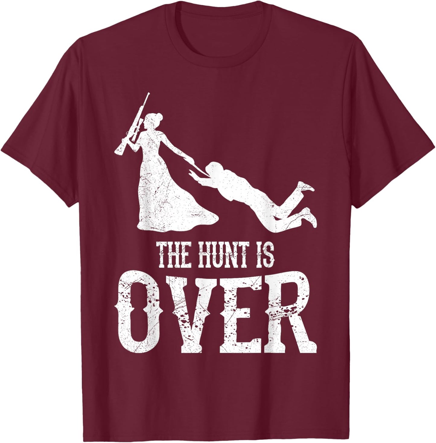 Men's Hunting Wedding Hen Party Bride T-Shirt - T-Shirt | Maroon