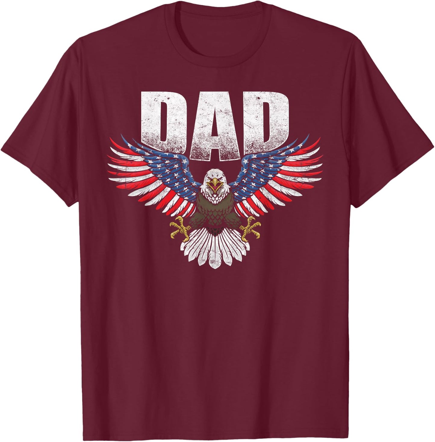 Bald Eagle Patriotic USA Flag DAD Vintage Novelty T-Shirt - T-Shirt | Maroon