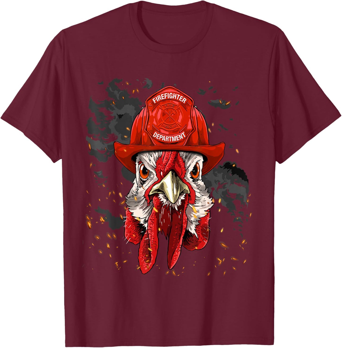 Firefighter Chicken Fire Department Fireman Chicken Lover T-Shirt - T-Shirt | Maroon