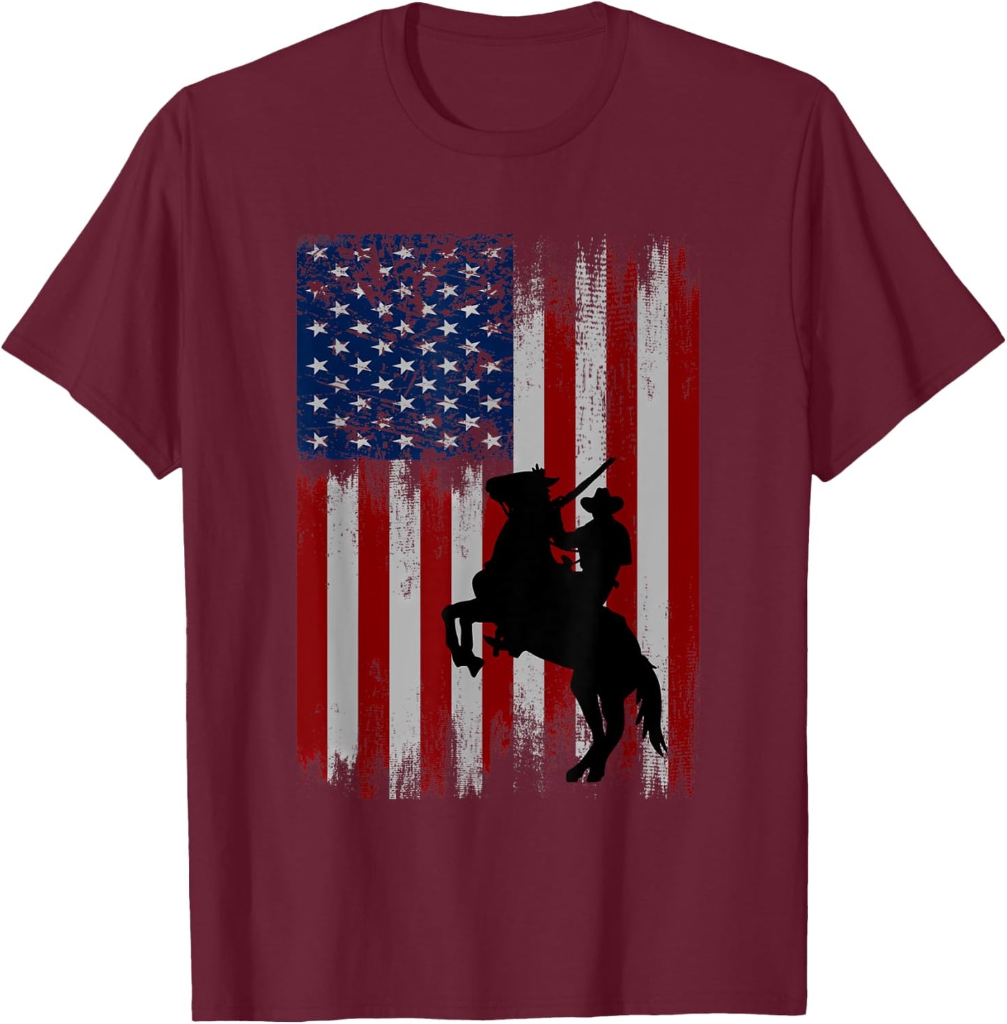 vintage usa american flag cowboy Rodeo Roping Horse Riding T-Shirt - T-Shirt | Maroon