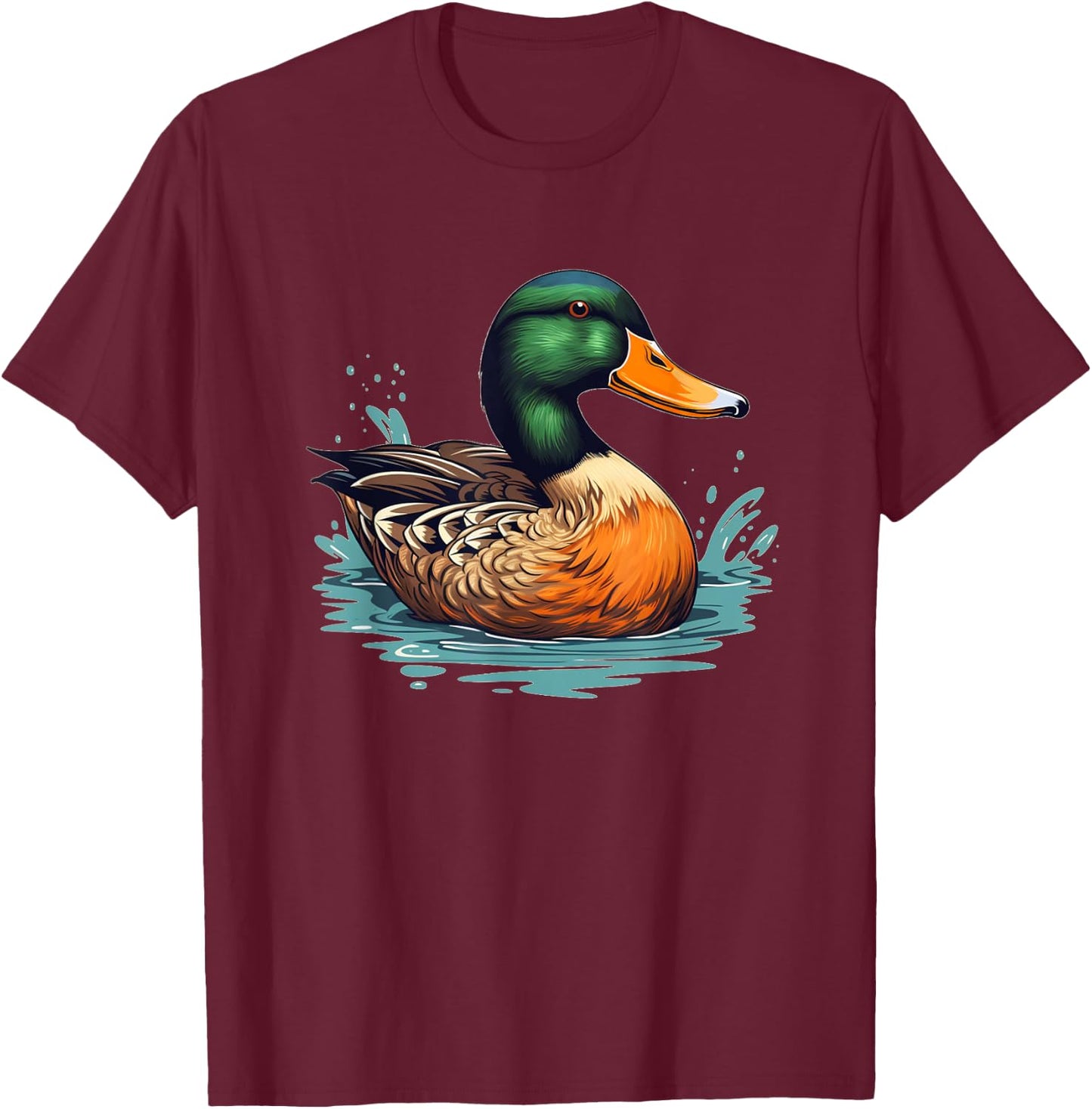 Funny swimming wild Duck for Mallard Bird Lovers T-Shirt - T-Shirt | Maroon