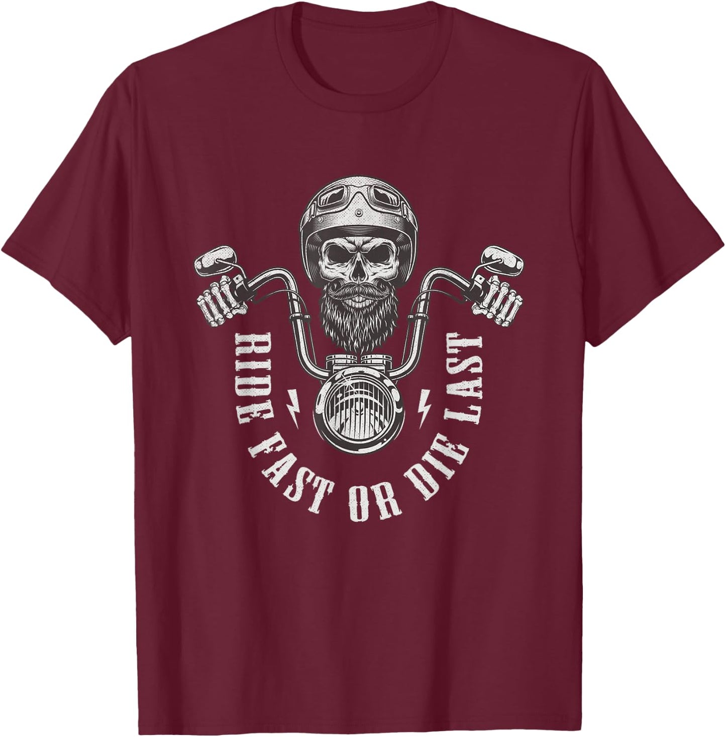 Ride Fast or Die Last Old Motorcycle Rider Saying T-Shirt - T-Shirt | Maroon