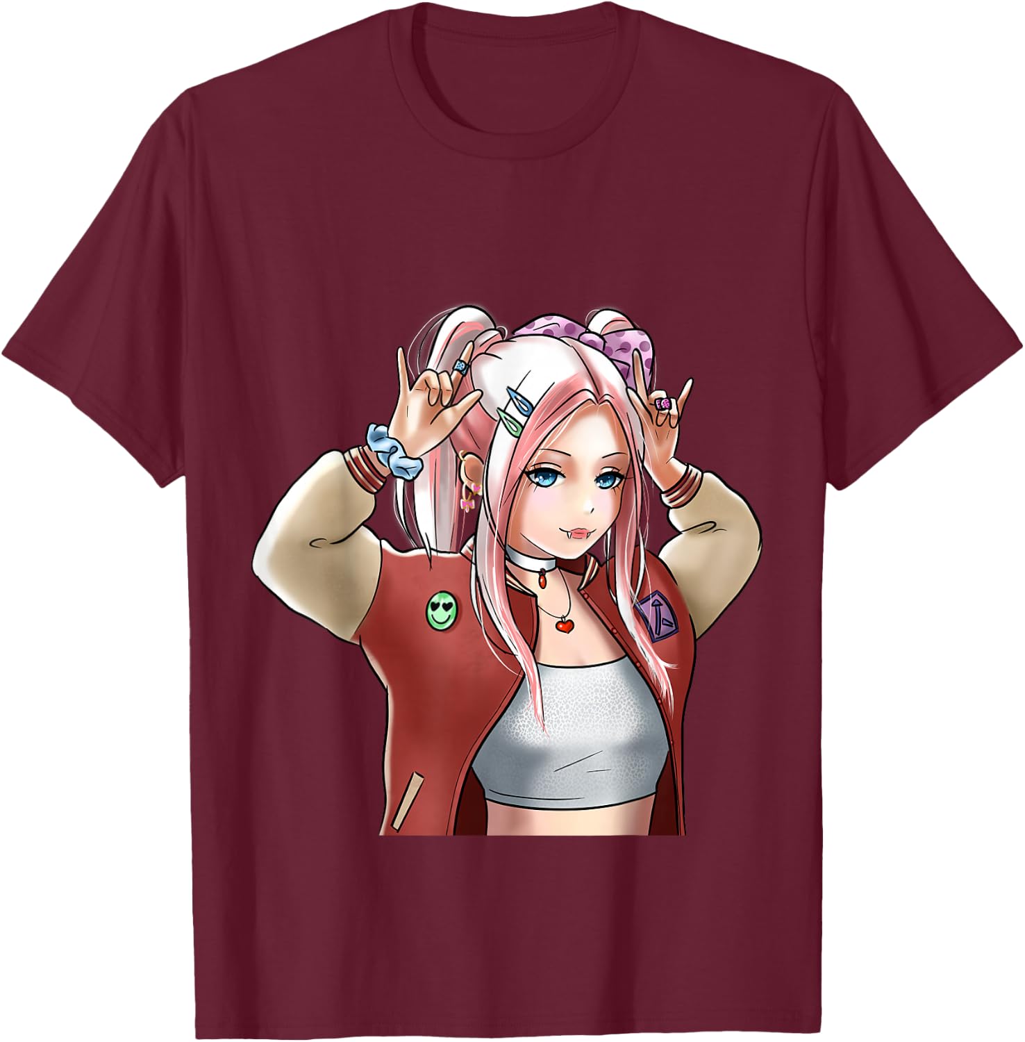 Anime Girl | Otaku Kawaii | Japanese Art Anime T-Shirt - T-Shirt | Maroon