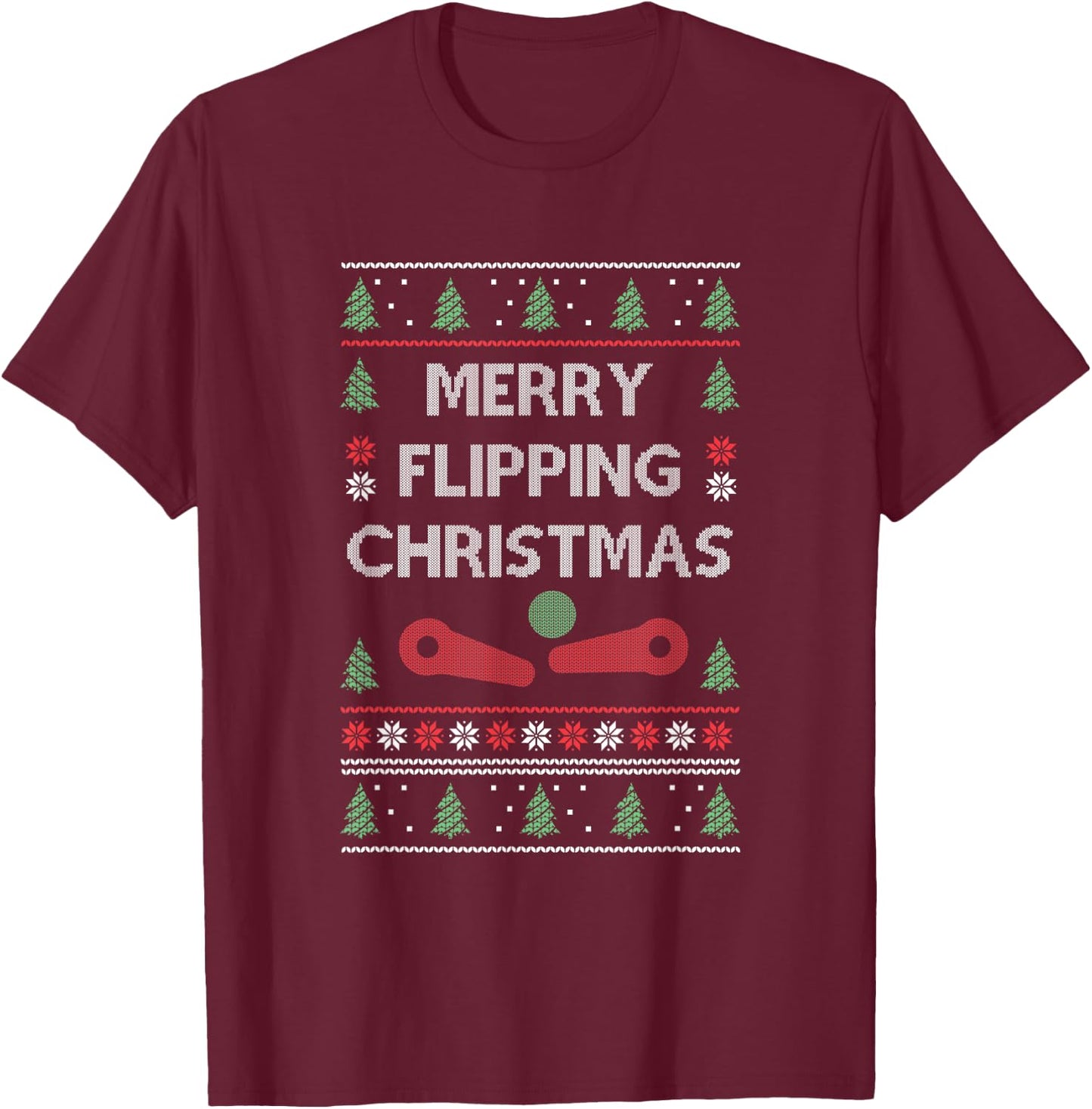 Pinball Machine Retro Arcade Game Gamer Pinball Christmas T-Shirt - T-Shirt | Maroon
