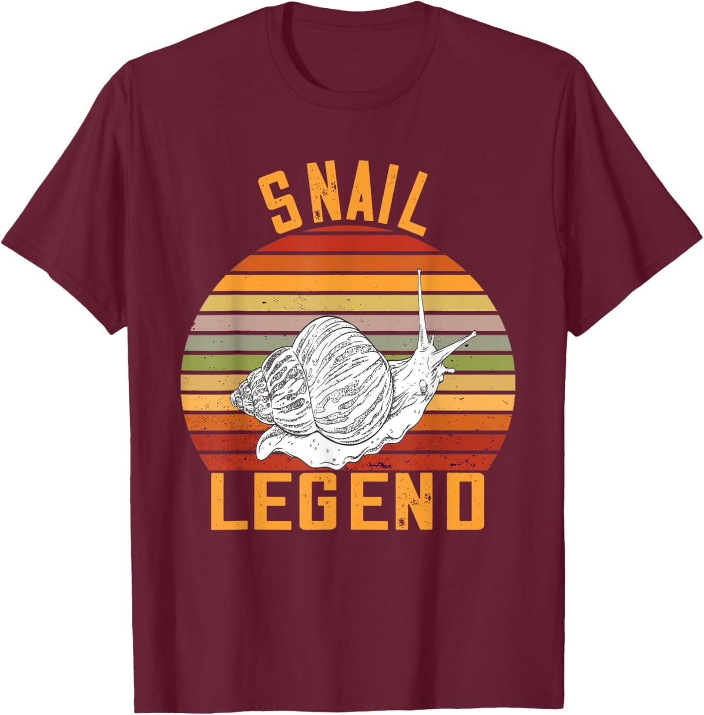 Retro Snail Legend Snails Lover Mollusk Snail Shell T-Shirt - T-Shirt | Maroon