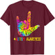 Be Kind ASL Love Sign Language Hand Autism Awareness Tie Dye T-Shirt - T-Shirt | Maroon
