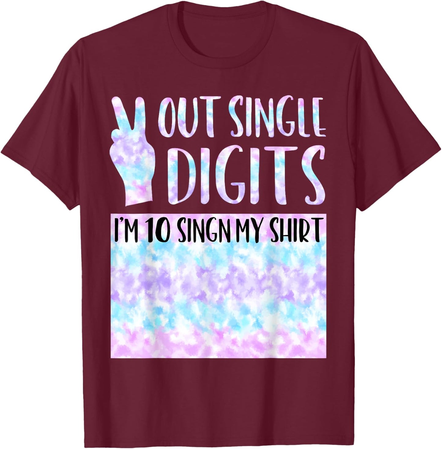 Peace Out Single Digits Party Decor Graphic T-Shirt - T-Shirt | Maroon