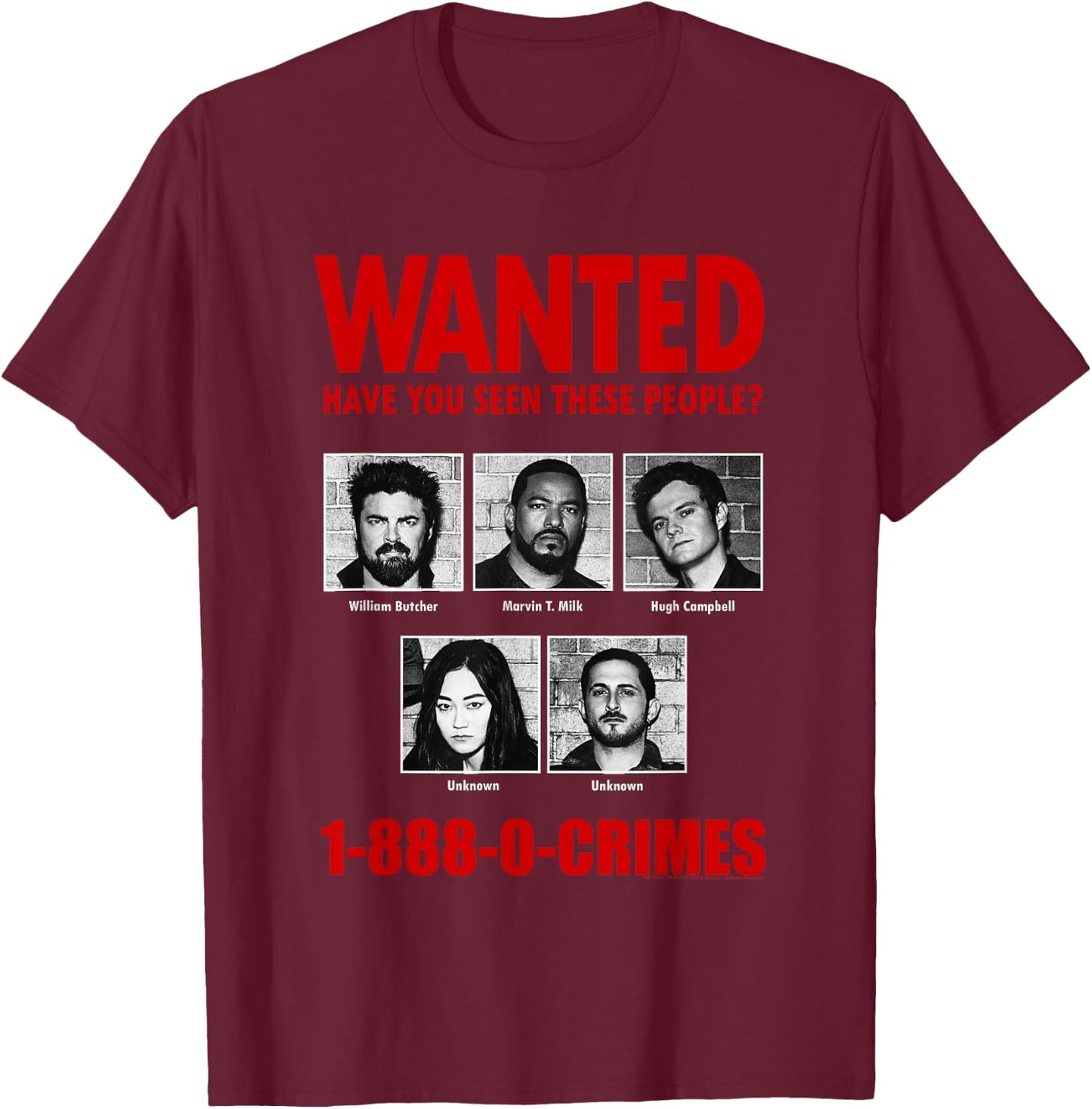 The Boys Anti-Supe Wanted Poster T-Shirt - T-Shirt | Maroon