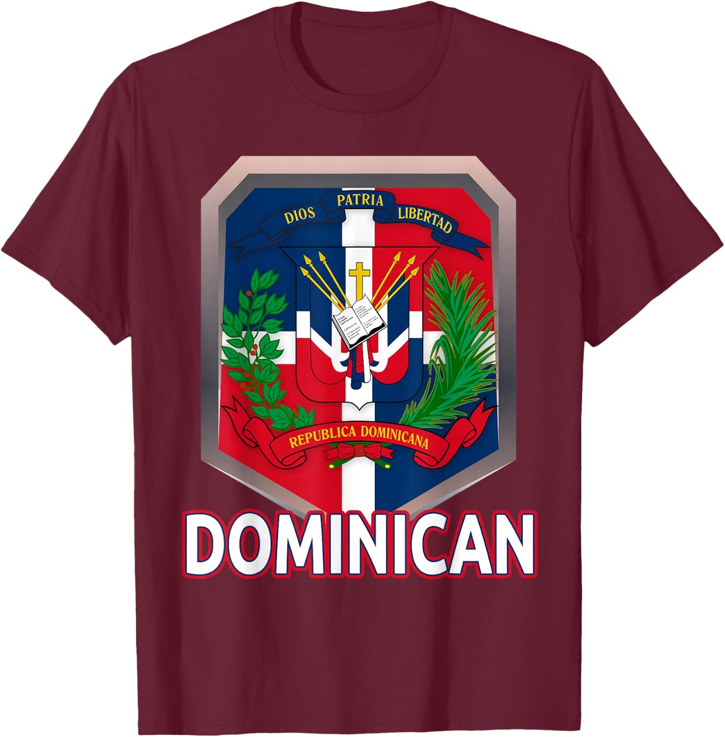 Coat of Arms Republica Dominicana & Dominican Flag Outfit T-Shirt - T-Shirt | Maroon