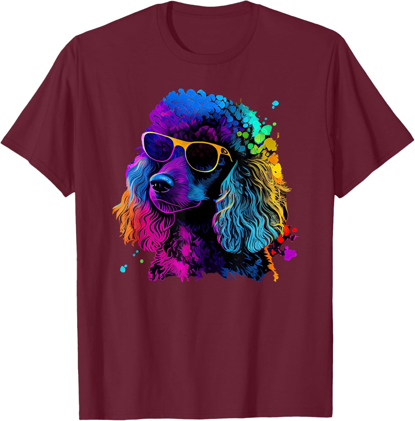 Poodle Pop Art Colorful Design Poodle Lovers T-Shirt - T-Shirt | Maroon