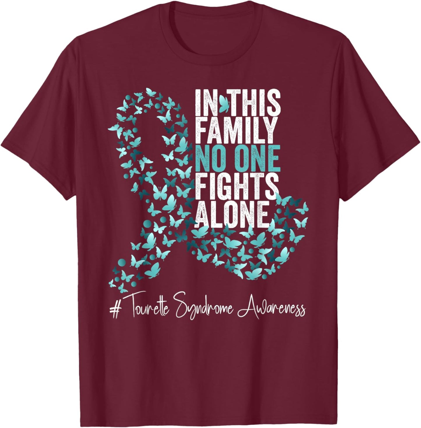 Tourette syndrome Awareness Month Teal Ribbon T-Shirt - T-Shirt | Maroon