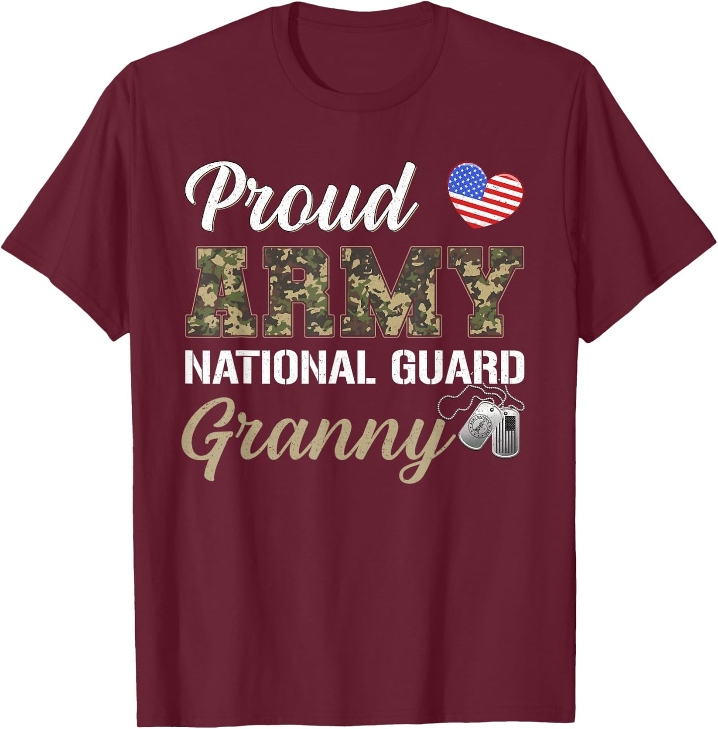Retro Proud Army National Guard Granny Military Pride Outfit T-Shirt - T-Shirt | Maroon