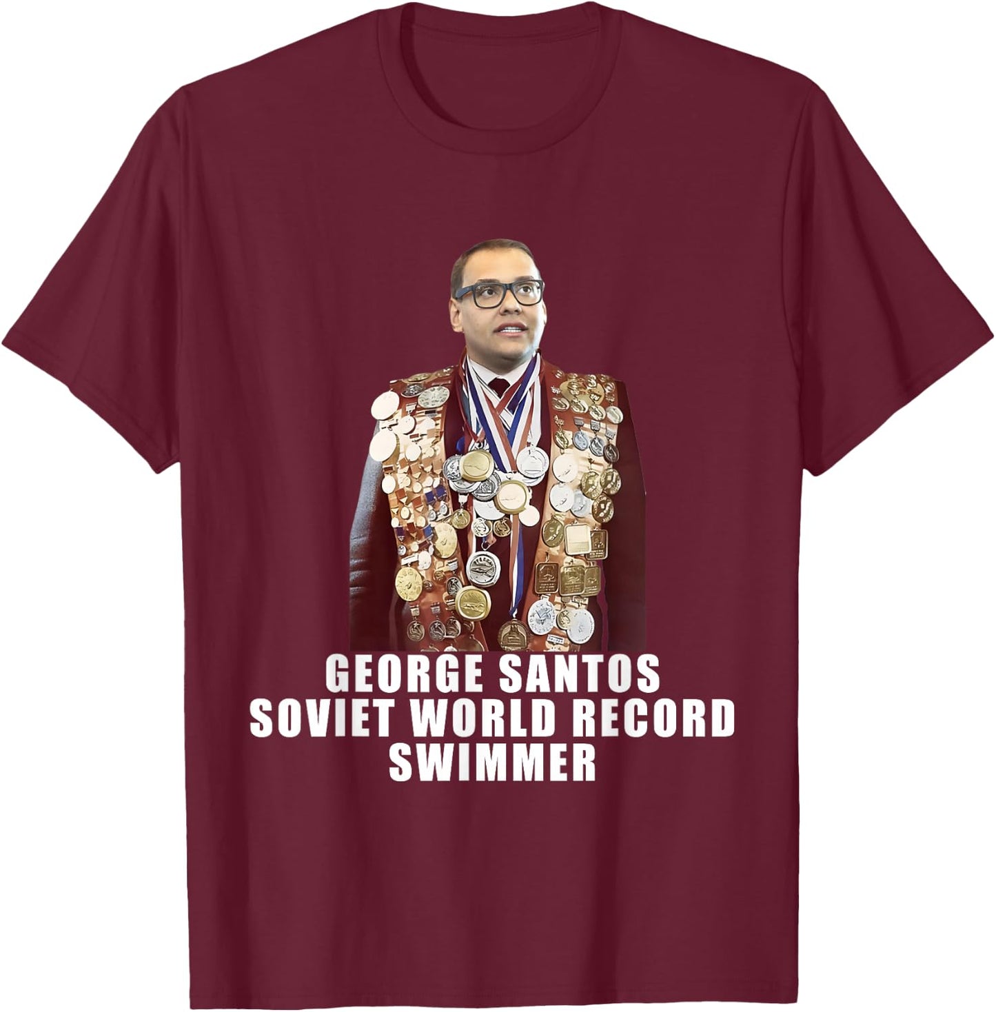 George Santos | World Record Swimmer T-Shirt - T-Shirt | Maroon