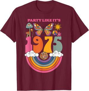 1975 Birthday Party Costume 70s Disco Outfits Men T-Shirt - T-Shirt | Maroon
