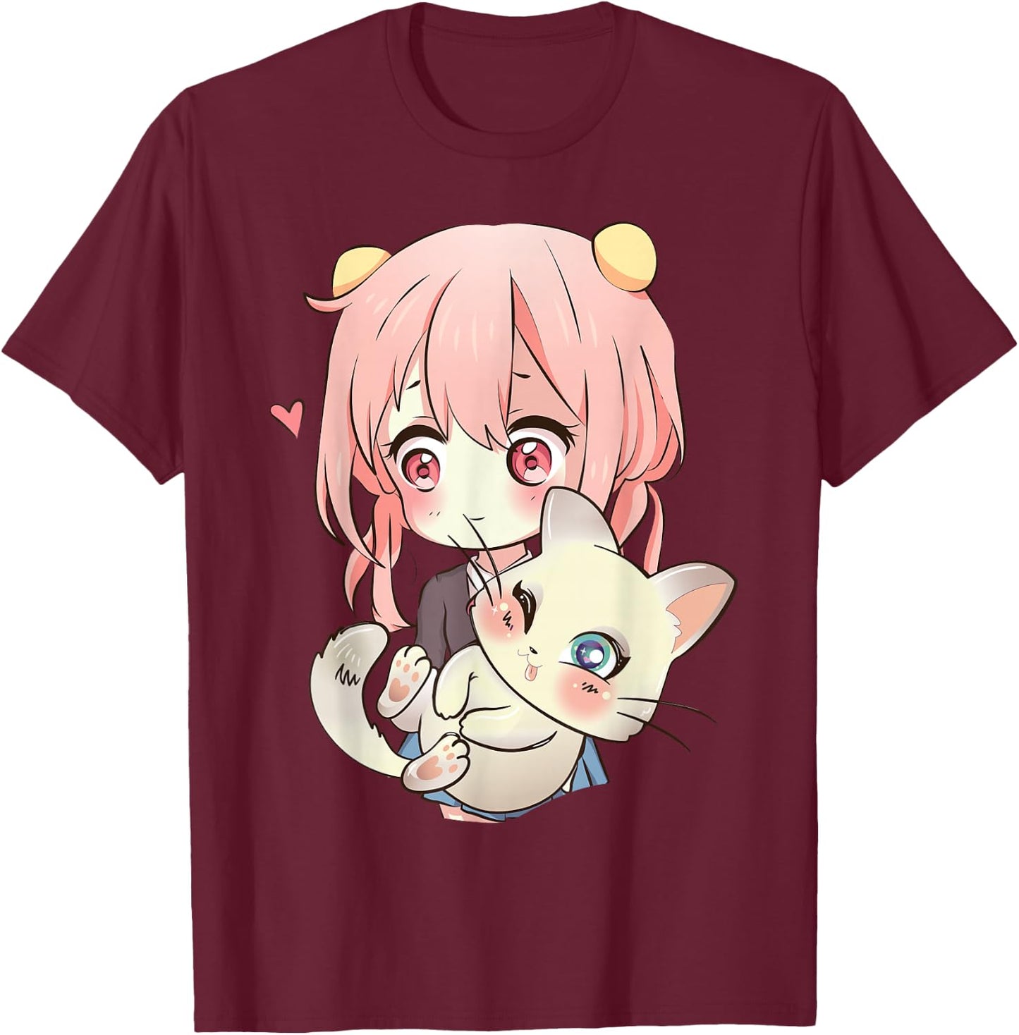 Anime and Cats Lover for Teen Manga Kawaii Graphic Otaku T-Shirt - T-Shirt | Maroon