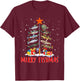 Funny Merry Fishmas - Christmas Tree Lights T-Shirt - T-Shirt | Maroon
