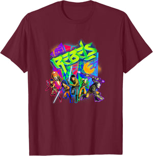 Star Wars Rebels Urban Graffiti Art Style Group Portrait T-Shirt - T-Shirt | Maroon