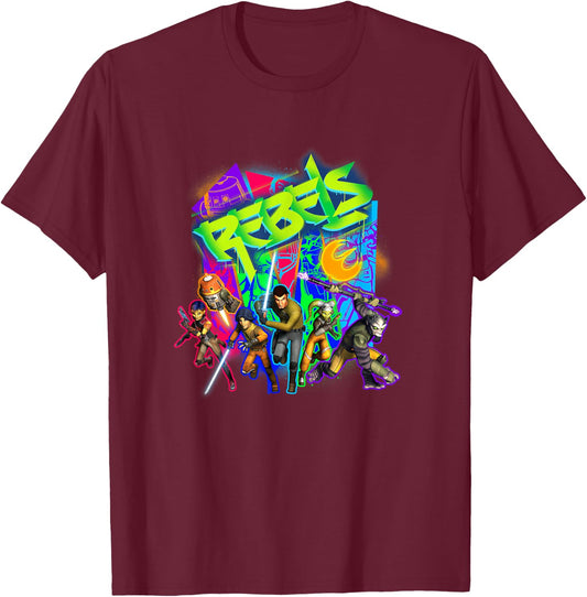 Star Wars Rebels Urban Graffiti Art Style Group Portrait T-Shirt - T-Shirt | Maroon