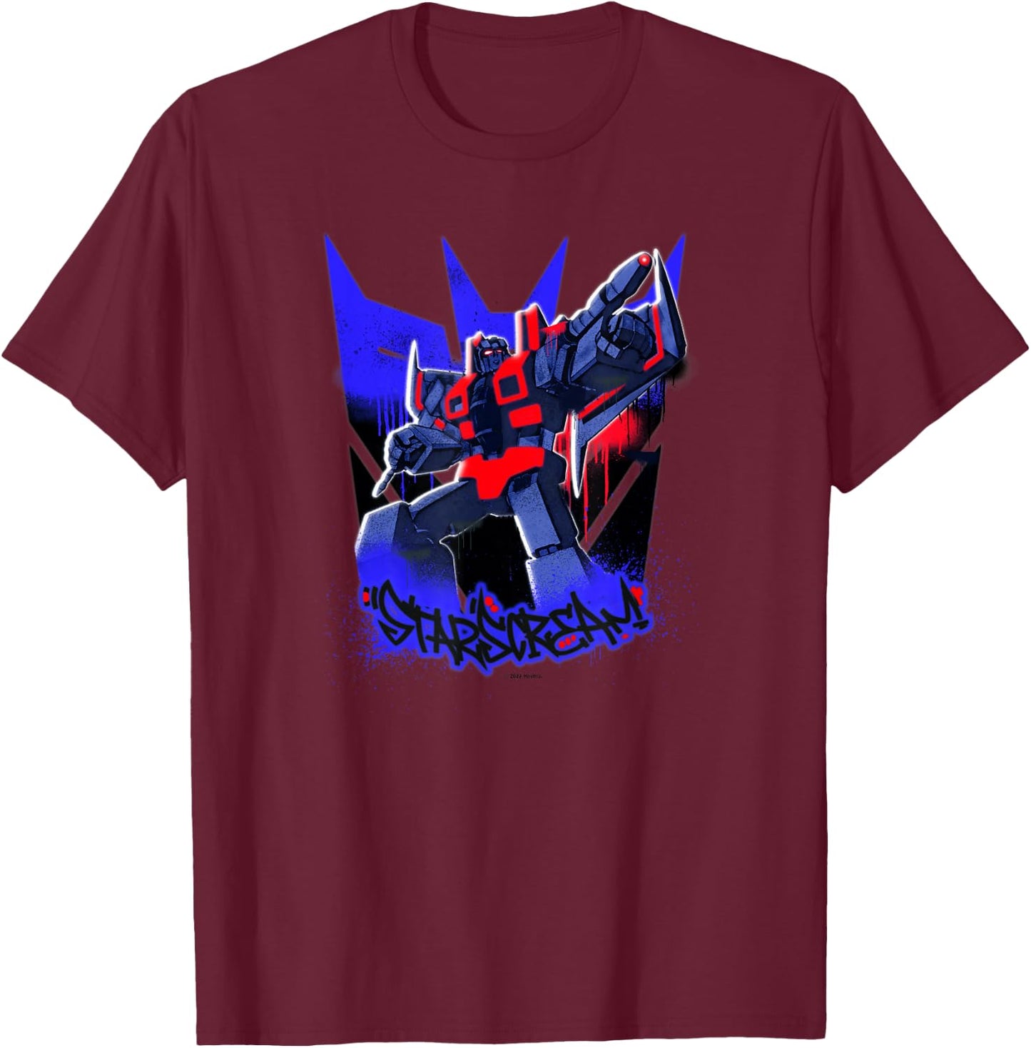 Transformers Starscream Graffiti Painted Wall Portrait T-Shirt - T-Shirt | Maroon