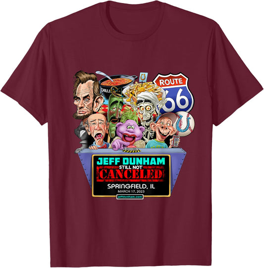 Jeff Dunham Springfield, IL (2023) T-Shirt - T-Shirt | Maroon