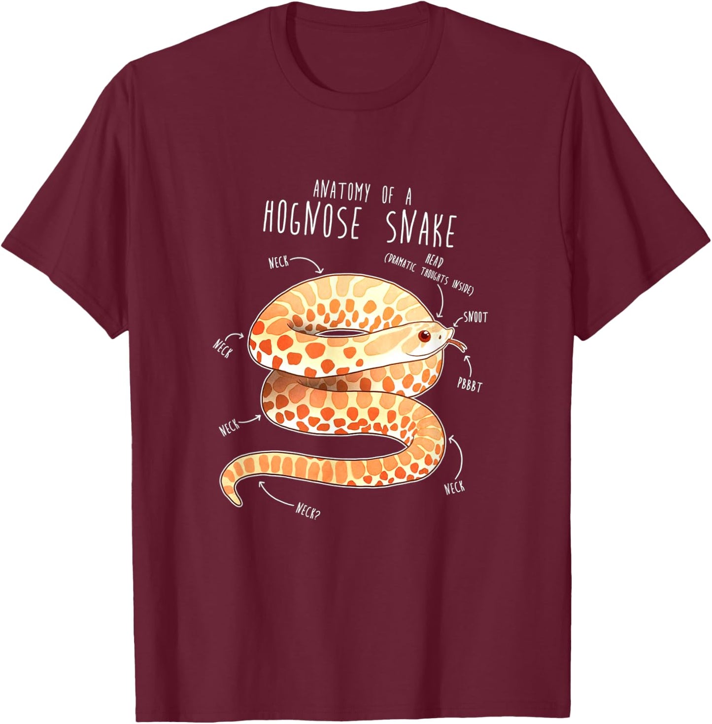 Anatomy of Albino Hognose Snake T-Shirt - T-Shirt | Maroon