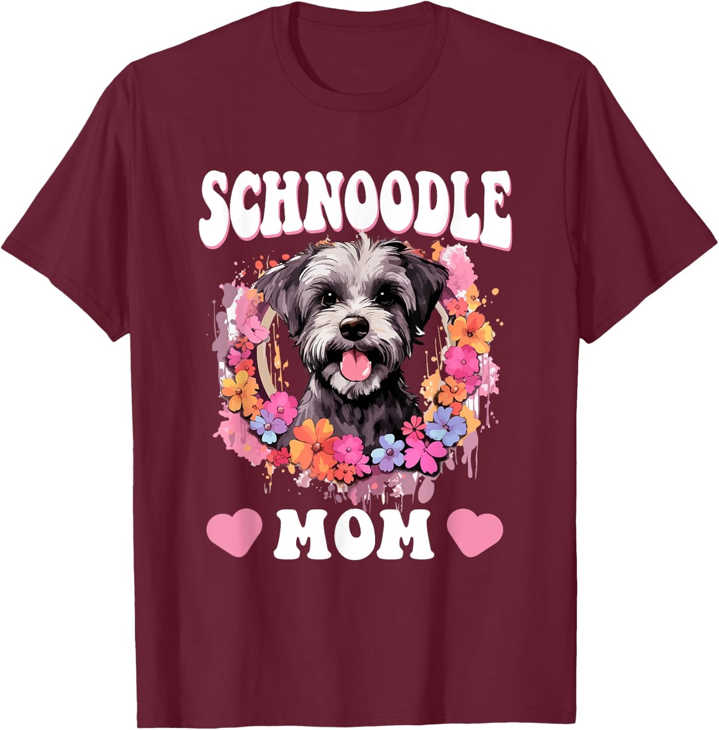 Schnoodle Snoodle Dog Breed Pet Schnoodle Mom Men Women Girls Kids T-Shirt - T-Shirt | Maroon
