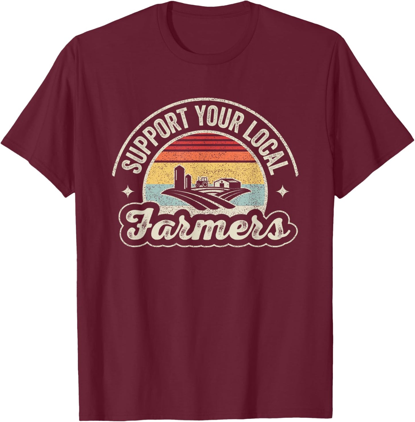 Outta Sight! Vintage Retro Farm Local Food Patriotic Farming Farmer - Black, -Adults, Short Sleeve, , Small T-Shirt - T-Shirt | Maroon