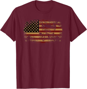 Dirt Track Racing Sprint Car Vintage USA American Flag T-Shirt - T-Shirt | Maroon