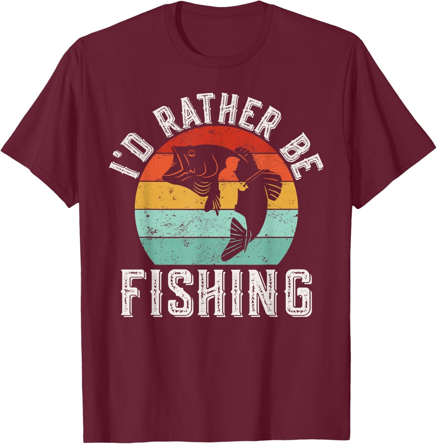 I'd Rather Be Fishing Retro Vintage Fishing T-Shirt - T-Shirt | Maroon
