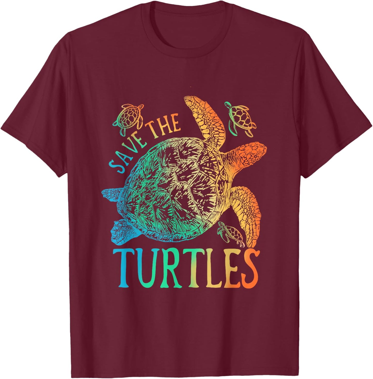 Tie Dye Sea Turtle, save the turtles, women & men and kids T-Shirt - T-Shirt | Maroon
