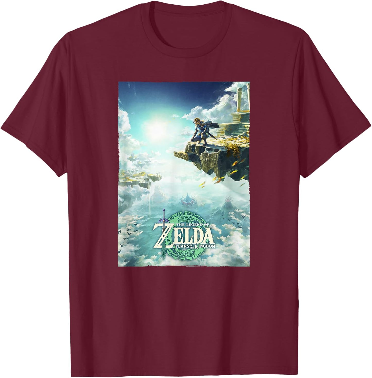 The Legend of Zelda Tears of The Kingdom Cloudy Link Poster T-Shirt - T-Shirt | Maroon