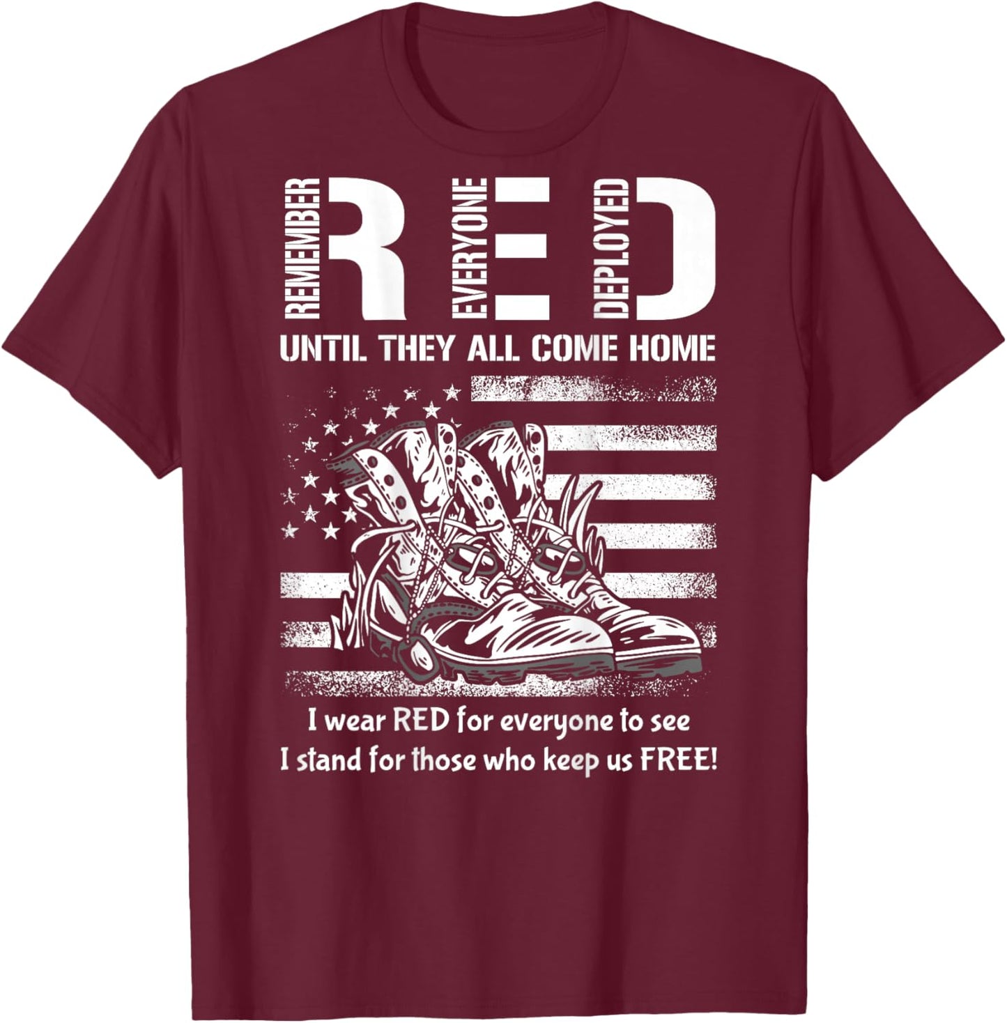 Vintage Red Friday Until They Come Home USA American Flag T-Shirt - T-Shirt | Maroon