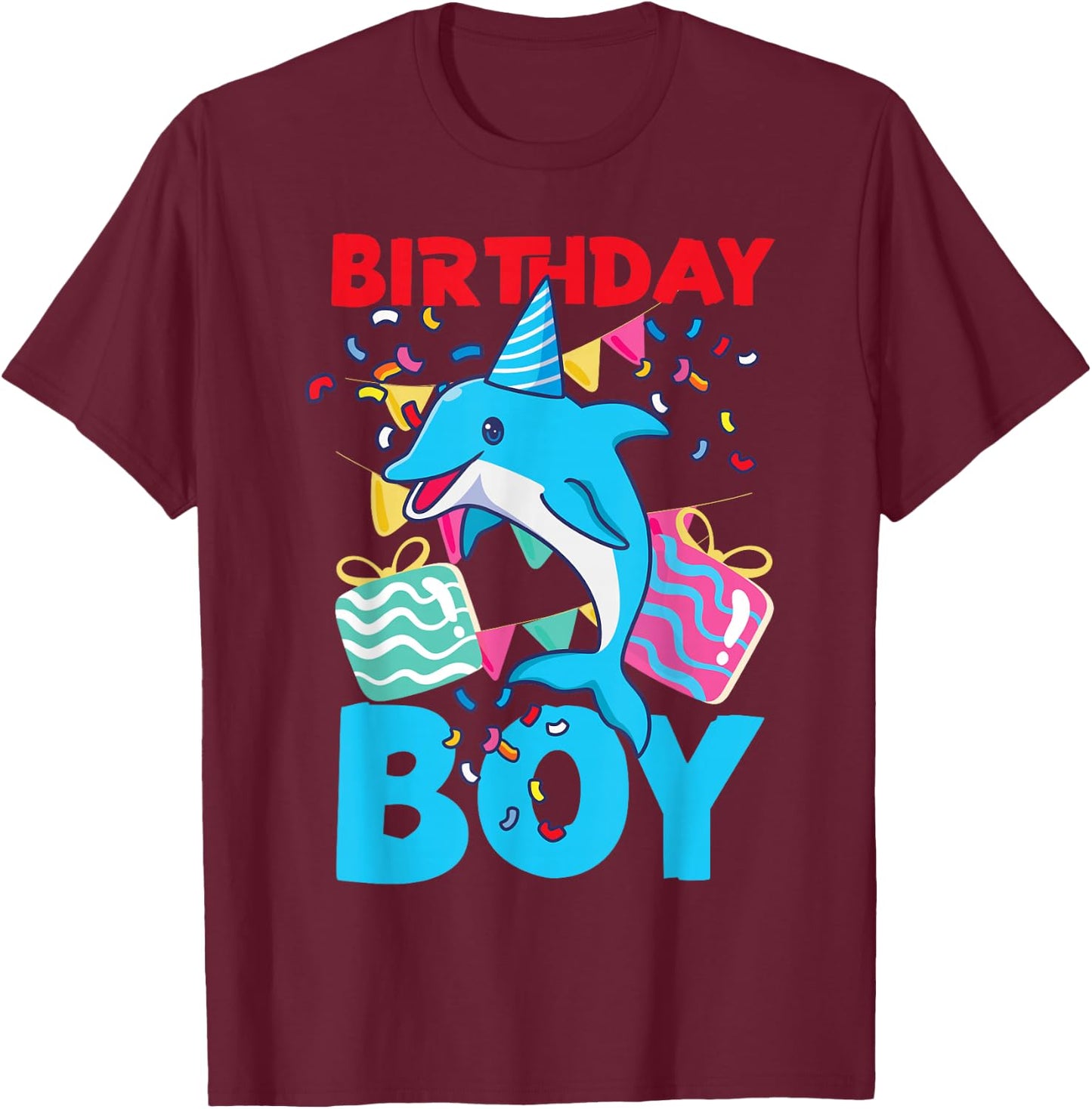 Dolphin Birthday Birthday Boy T-Shirt - T-Shirt | Maroon